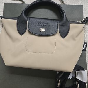 Longchamp Le Pliage Neo Small Tote in Beige and Black
